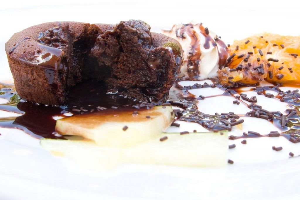 restaurante en playa de Gandia Coulant de chocolate con vainilla y naranja