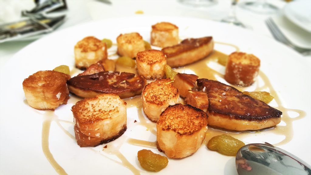 Foie con horchata y fartons